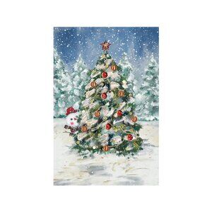 Chiristmas Tree with Lights Lanscape Unframed Canvas Wall Art  24" X 36"